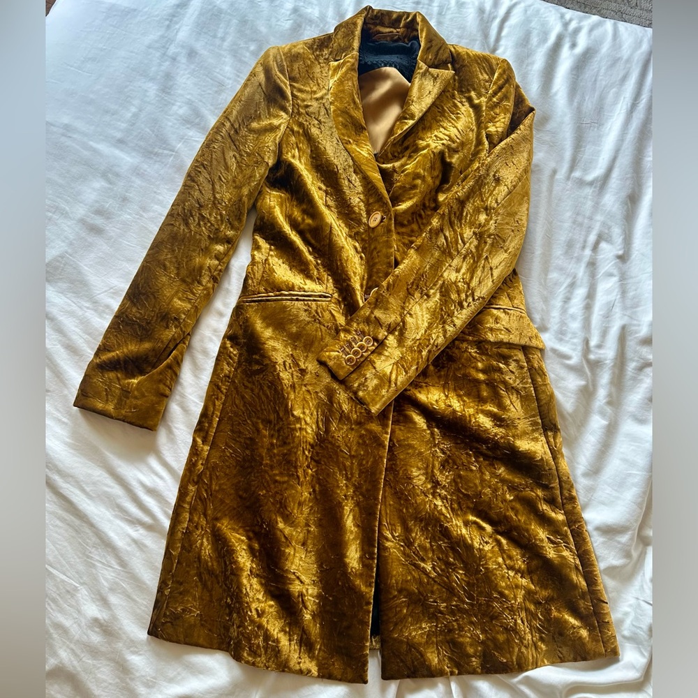 RARE FIND: Etro Milano couture crushed gold velvet coat